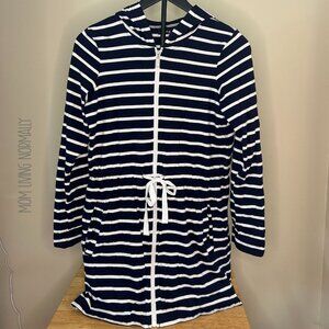 APT 9 Striped Blue & White Zipper Dress with Pockets